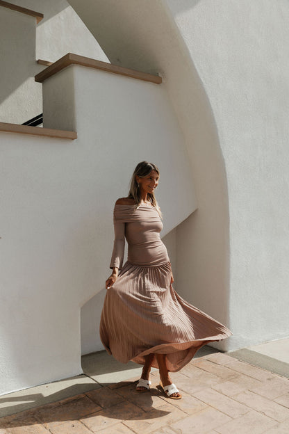 Lennox Long Sleeve Maxi Dress in Taupe