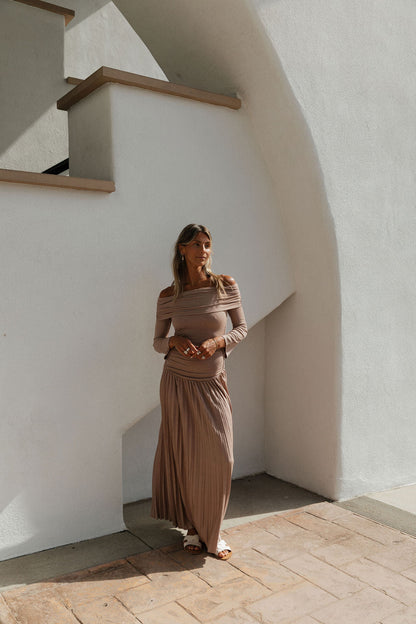 Lennox Long Sleeve Maxi Dress in Taupe