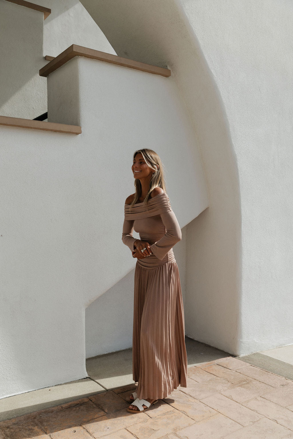 Lennox Long Sleeve Maxi Dress in Taupe