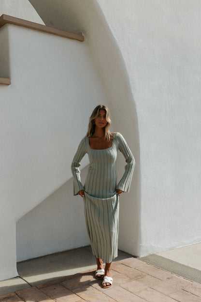 Rowan Square Neck Maxi Dress in Green