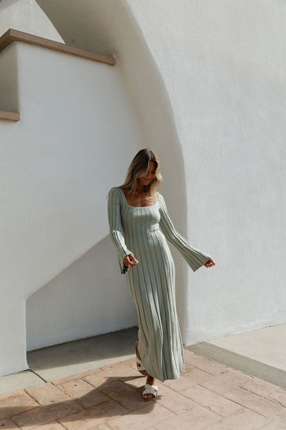Rowan Square Neck Maxi Dress in Green