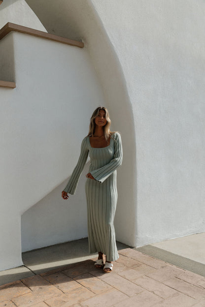 Rowan Square Neck Maxi Dress in Green