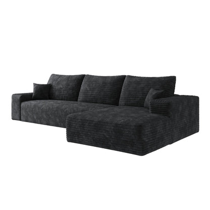 107-Inch Modular Corduroy Sectional Sofa with Chaise and Deep Seating for Living Room Bedroom