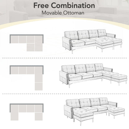 110inch L-Shape Convertible Sectional Sofa Couch