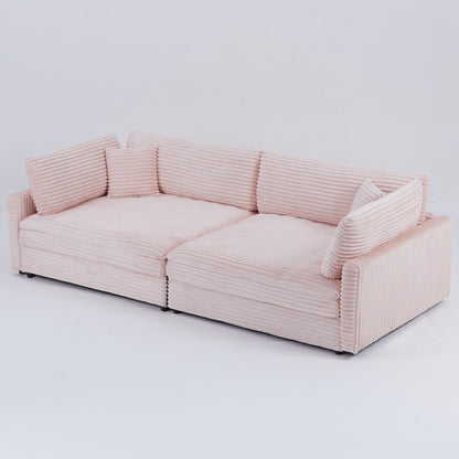 112-inch black corduroy sofa: two throw pillows, four backrests, opening up a new style for the living room's casual area