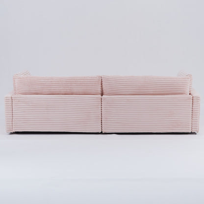 112-inch black corduroy sofa: two throw pillows, four backrests, opening up a new style for the living room's casual area