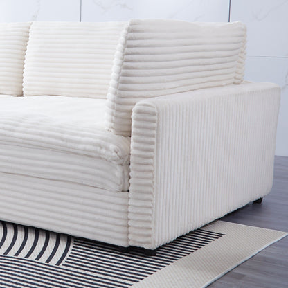 112-inch black corduroy sofa: two throw pillows, four backrests, opening up a new style for the living room's casual area