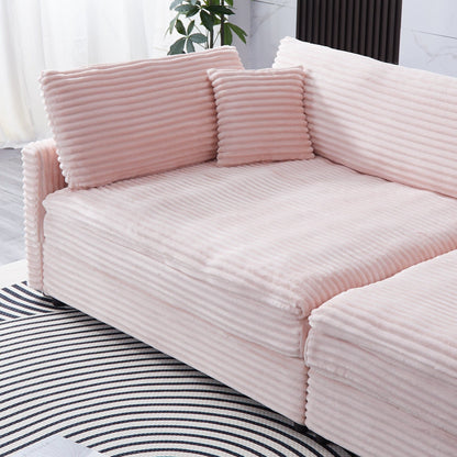 112-inch black corduroy sofa: two throw pillows, four backrests, opening up a new style for the living room's casual area