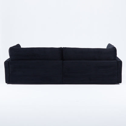 112-inch black corduroy sofa: two throw pillows, four backrests, opening up a new style for the living room's casual area