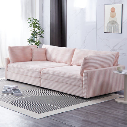 112-inch black corduroy sofa: two throw pillows, four backrests, opening up a new style for the living room's casual area
