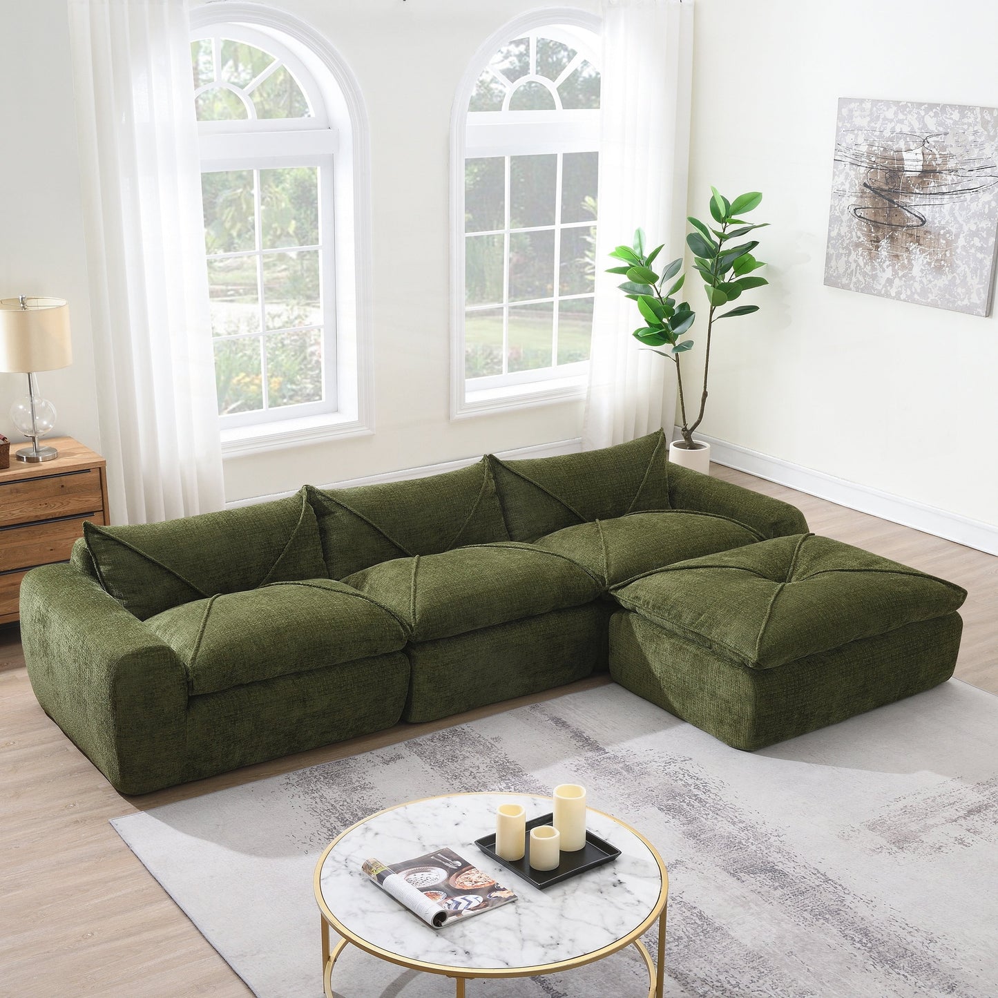116 Inch Fully Compressed Sofa with High Density Foam