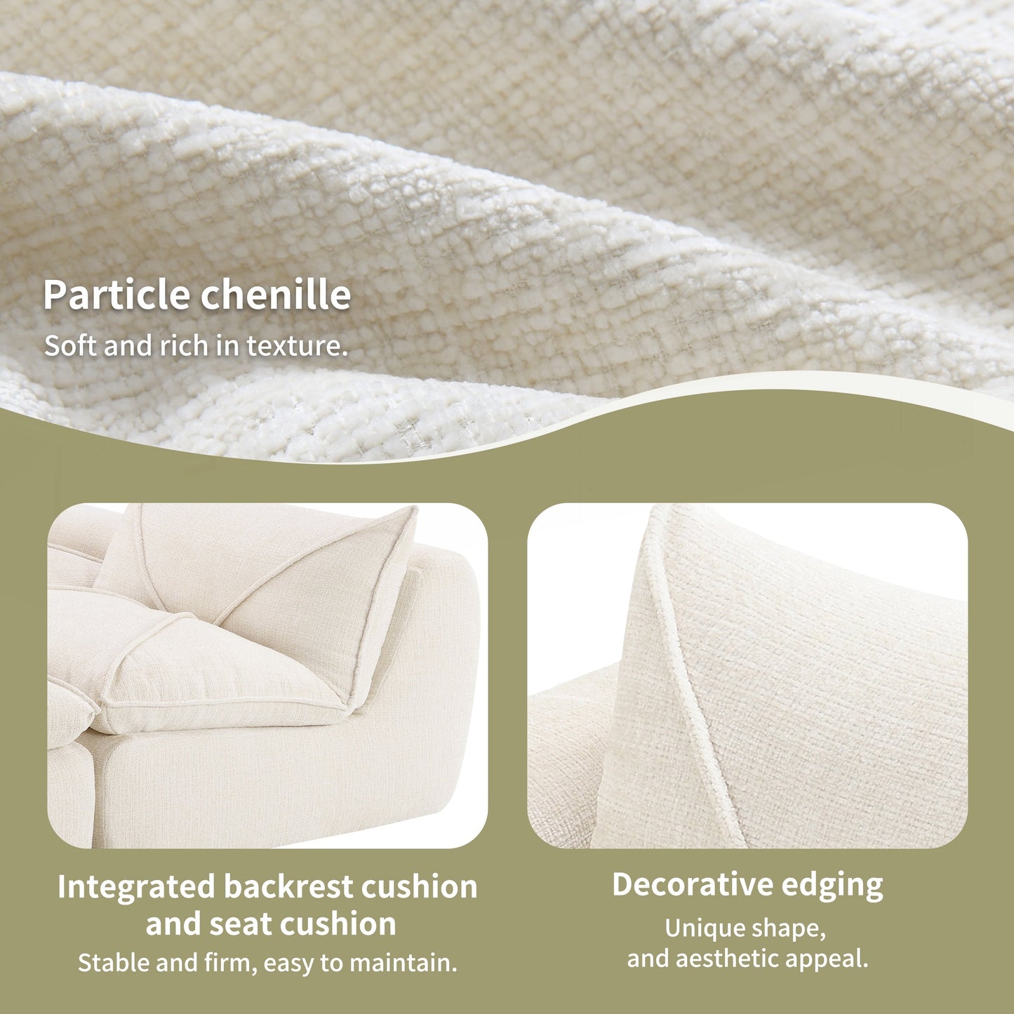 116 Inch Fully Compressed Sofa with High Density Foam