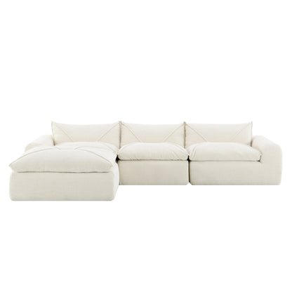 116'' Fully Compressed Sofa with High Density Foam, No Assembly Required, Legless Design without Frame