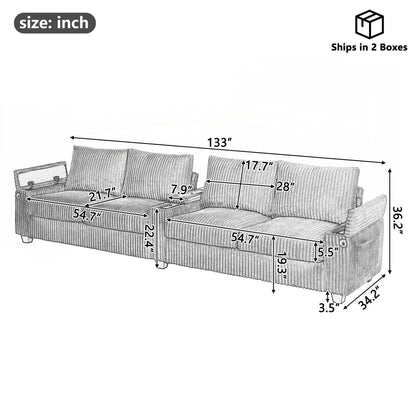 133inch 4-seater Corduroy Sofa Couch