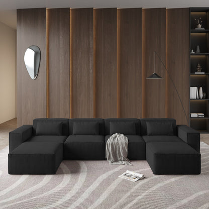 149 U Shaped Modular Sectional Sofa, 6-Seat Upholstered Sofa Couch, Free Combination