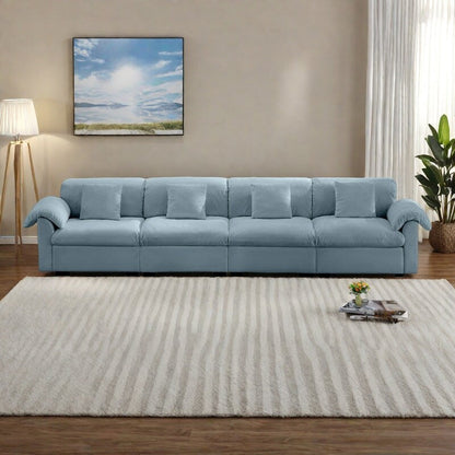 154.7 4-Seat Velvet Oversized Sofa with Cloud-Like Cushions and Full Storage Seats