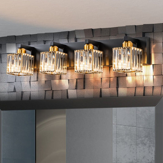 2/3/4/5 Light Bathroom Vanity Light Wall Sconce with Crystal Shade