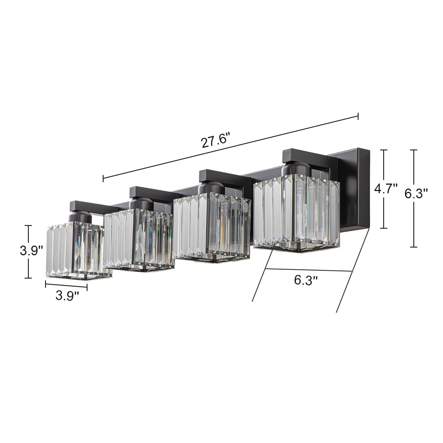 2/3/4/5 Light Bathroom Vanity Light Wall Sconce with Crystal Shade