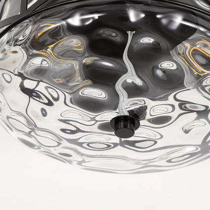 2-Light Flush Mount Glass Ceiling Light with Metal Frame