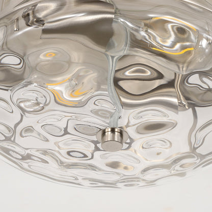 2-Light Flush Mount Glass Ceiling Light with Metal Frame