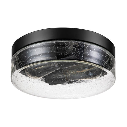 2-Light Modern Farmhouse Dome Clear Seeded/Bubble Glass Flush Mount Light