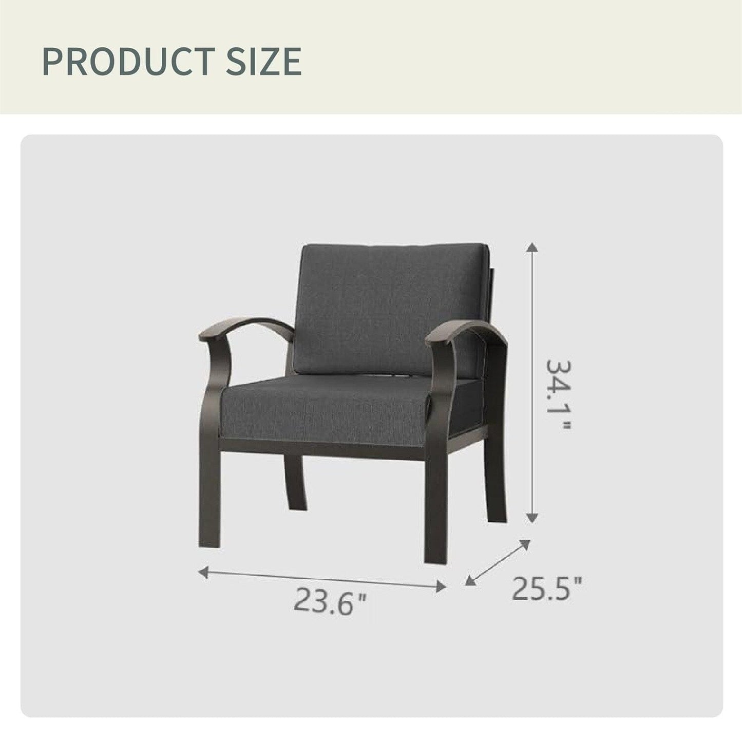 2-Seats Outdoor Aluminum Sofas Chairs with Black Cushions