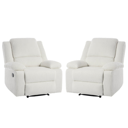 2 Set Corduroy Manual Recliner Glider Club Chair with Footrest
