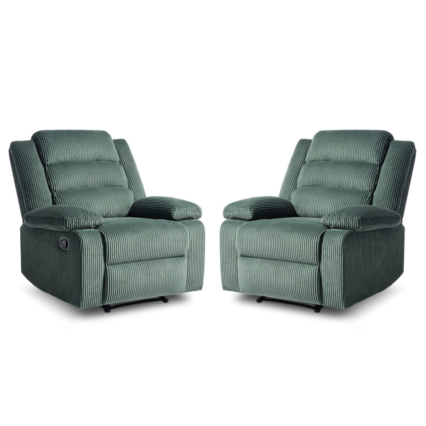 2 Set Modern Corduroy Manual Recliner Chair, Oversize Accent Chair Recliner with Wide Armrest