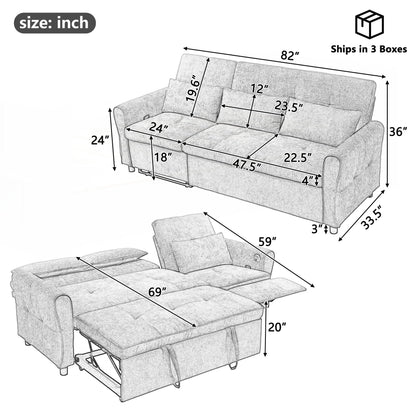 2-in-1 Sofa 82Inch Three-seater Sofa