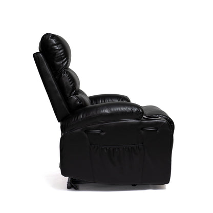 21 inch Seat Width Large Electric Power Lift Recliner for Elderly 8 Point Massage Lumbar Heat Remote Side Pockets Cup Holders