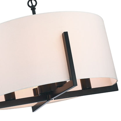 22 in. 4-Light Matte Black Chandelier Pendant Light with White Drum Shade - 22W