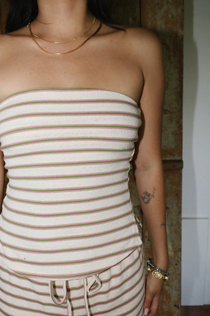 Jennifer Striped Tube Top in Cream/Pink