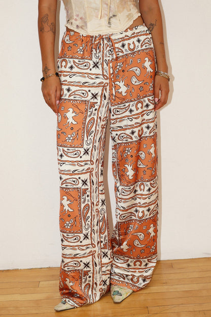 Smith Western Bandana Wide Leg Pants in Burnt Orange