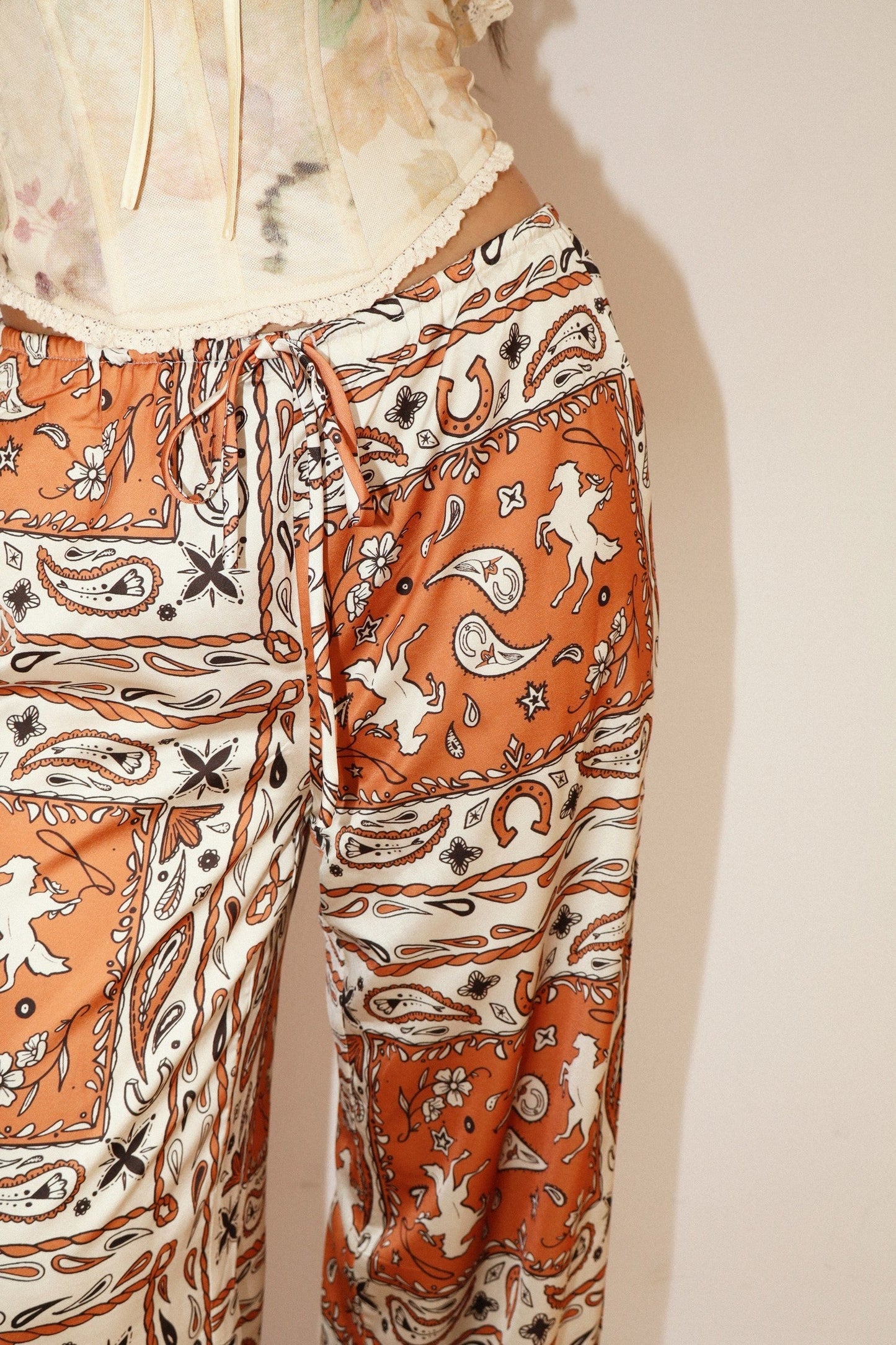 Smith Western Bandana Wide Leg Pants in Burnt Orange