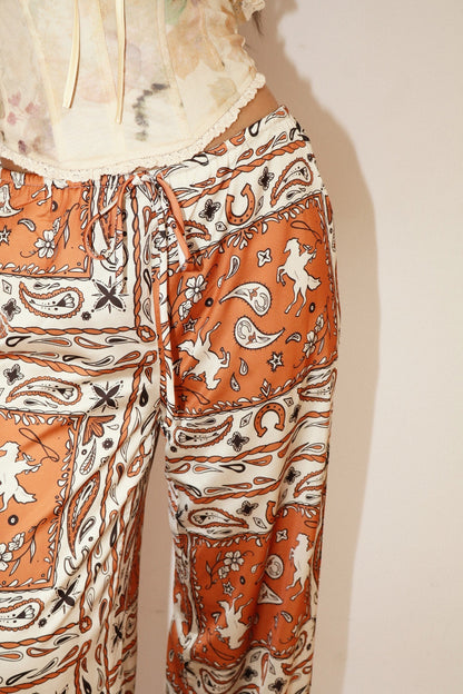Smith Western Bandana Wide Leg Pants in Burnt Orange