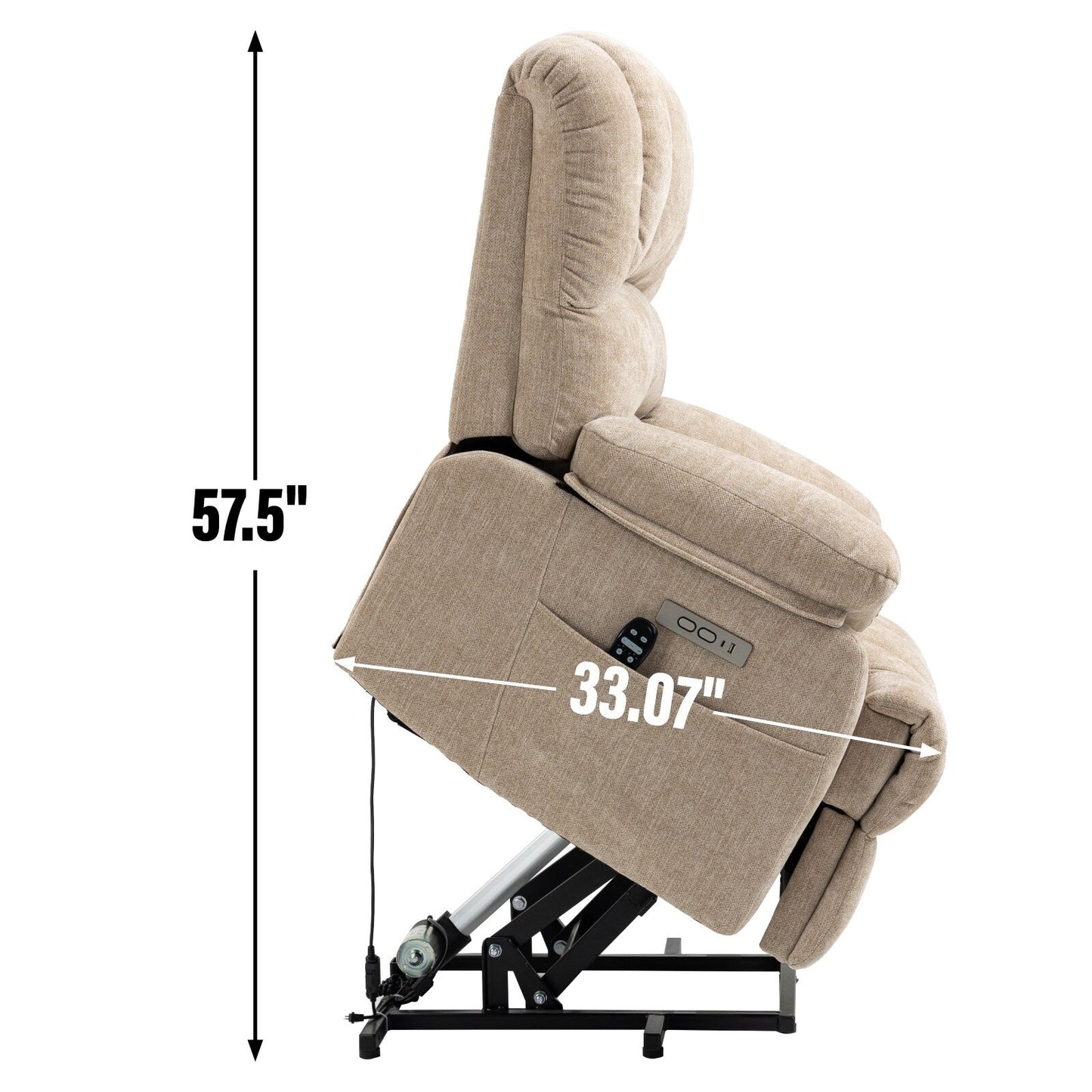 High Back Large Size Chenille Power Lift Recliner Chair