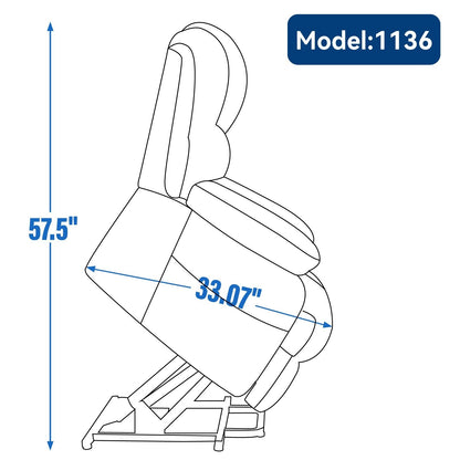 High Back Large Size Chenille Power Lift Recliner Chair
