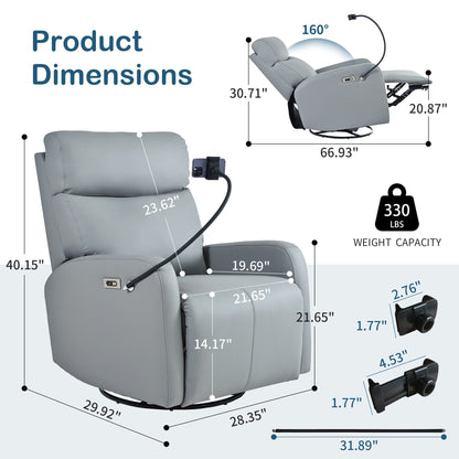 270° Power Swivel Rocker Recliner Chair