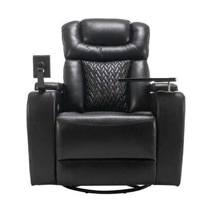 270° Swivel Power Recliner, Media Chair with Multi-Tray and Storage