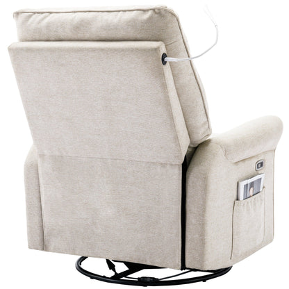 270° Swivel Recliner with USB Ports, Touch Lamp, Side Pocket Storage, and Rocking Base
