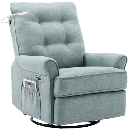 270° Swivel Recliner with USB Ports, Touch Lamp, Side Pocket Storage, and Rocking Base