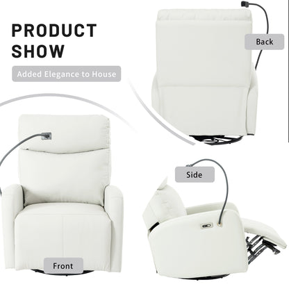 270Â° Swivel Rocking Recliner with USB Ports, Electric Recline, and Overstuffed Comfort for Ultimate Relaxation