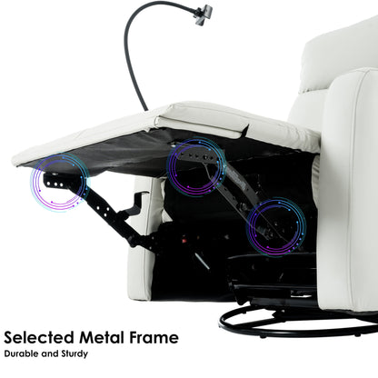 270Â° Swivel Rocking Recliner with USB Ports, Electric Recline, and Overstuffed Comfort for Ultimate Relaxation