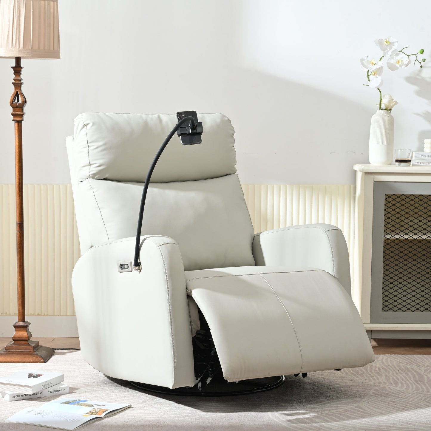 270Â° Swivel Rocking Recliner with USB Ports, Electric Recline, and Overstuffed Comfort for Ultimate Relaxation