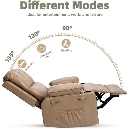 27'' Oversized360° Swivel Recliner Chairs with Heat and Massage