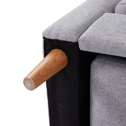 28.35'' Adjustable Fabric L-Shaped Sleeper Sofa with Chaise, Pull-Out Bed, and Storage Pockets