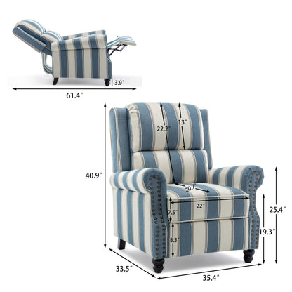 2 Set Manual Pushback Recliner Chair with Nailhead Trim