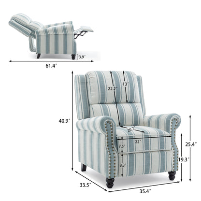 2 Set Manual Pushback Recliner Chair with Nailhead Trim
