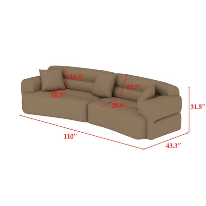 3-5 Seater Couch Comfy Upholstered Sofa with 3 Pcs Soft Pillows