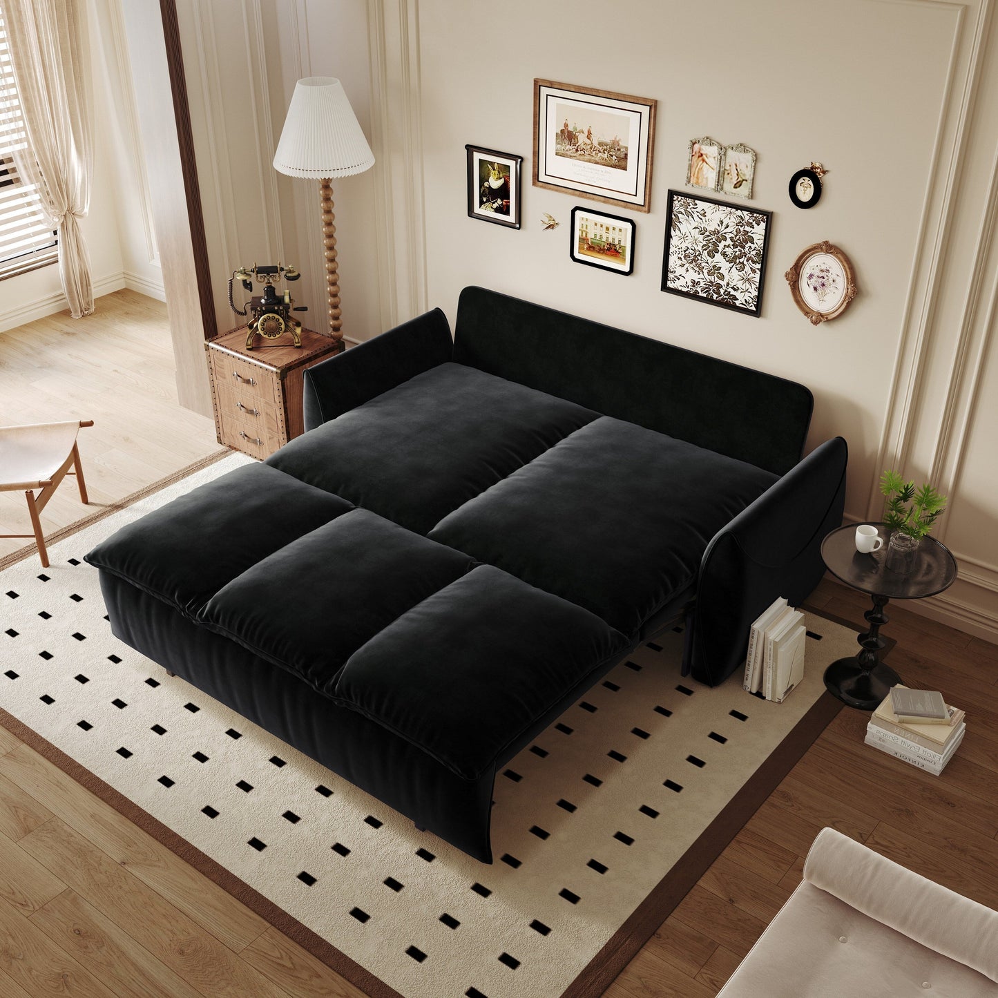 3-Seat Convertible Sleeper Sofa Bed with 2-in-1 Pillow & Blanket Set
